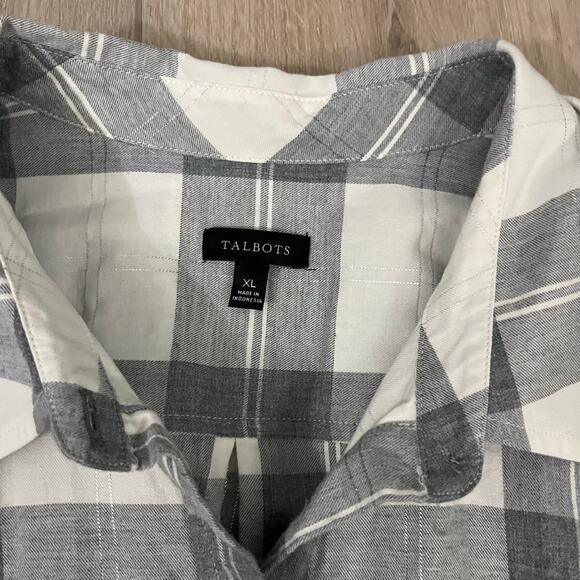 Talbots Women's Metallic Flannel Modern Classic Shirt - Chimney Plaid Size XL - Picture 3 of 7